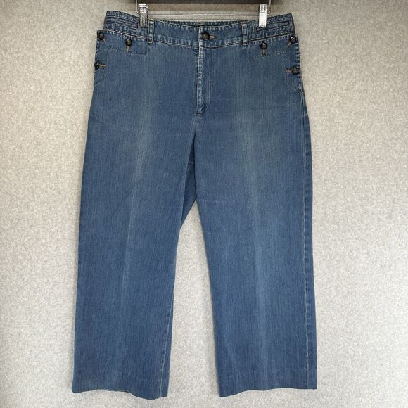 Lauren Jeans Co. Denim - Lauren Jeans Co Womens Jeans Ralph Lauren Wide Leg 12 Blue Short Button Pockets